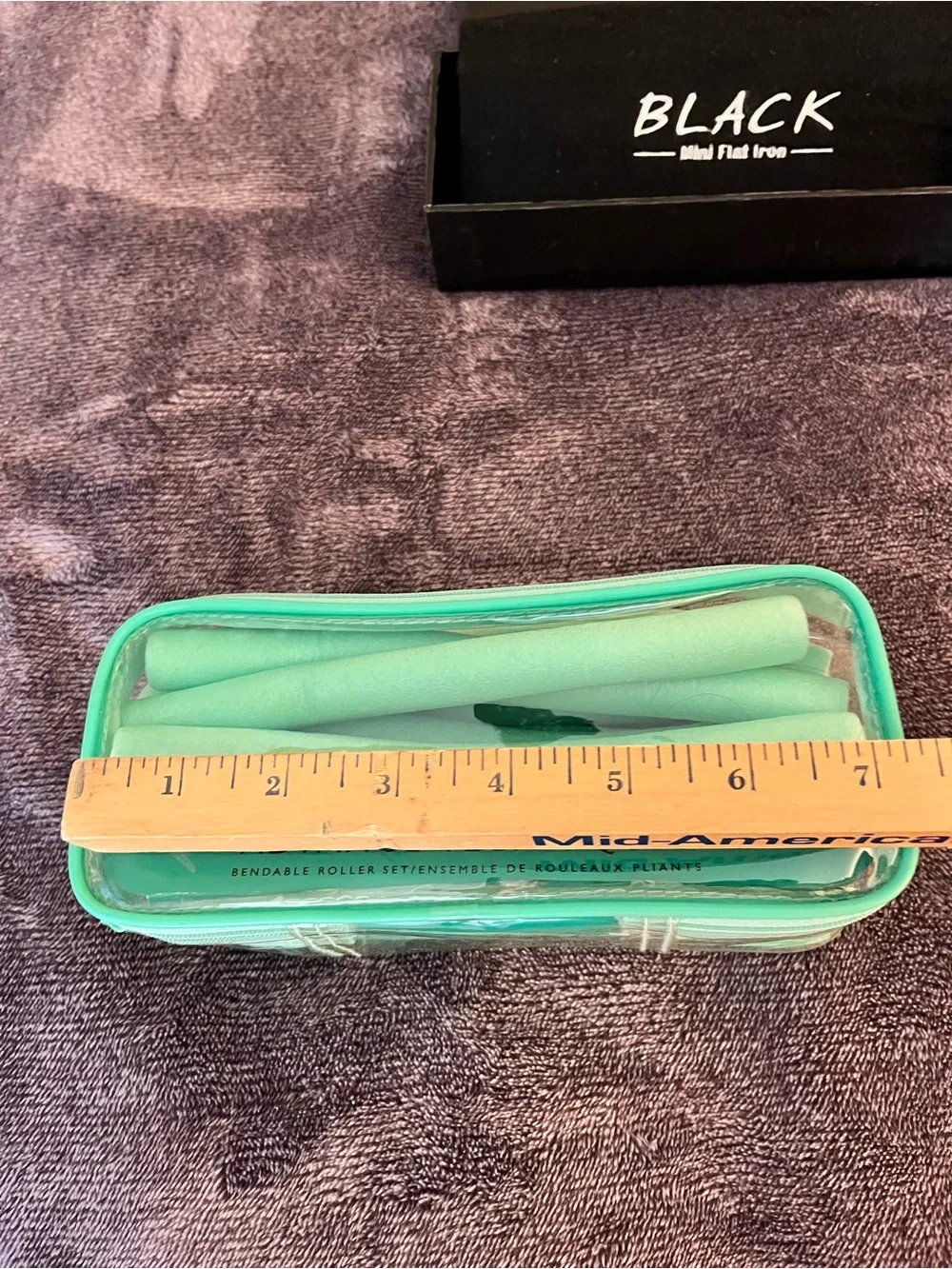 Advance Techniques Green Bendable Hair Roller Set Black Mini Flat Iron